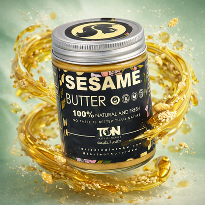 Jar of sesame butter-Healthy nut-based snacks, dried fruits, and premium butters from TON Kuwait in Kuwait.Taste of nature