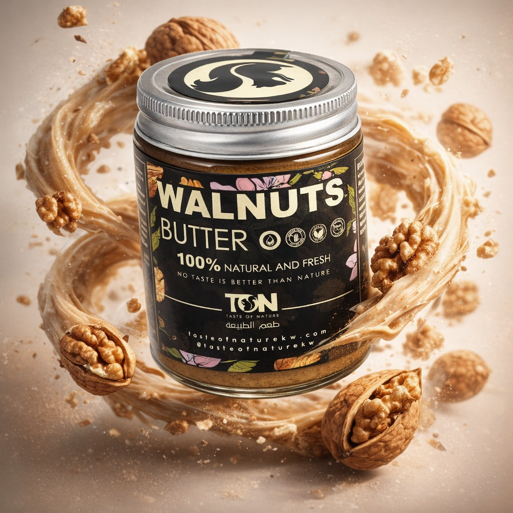 Jar of walnuts butter with walnuts Shop premium nut butters, dried fruits, and natural nuts in Kuwait at TON. Fresh, healthy snacks delivered across Kuwait. Taste of nature